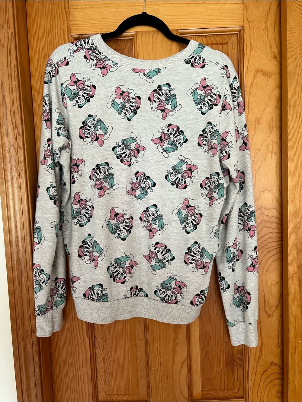 Women's Light Gray Graphic Sweatshirt with Pink & Teal Print